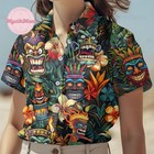Tiki Hawaii Shirt Button Up Hawaiian Aloha Beach Vacation Mens