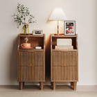 Modern Fluted Nightstand Set Of 2 Bedside Table With Drawers For Bedroom