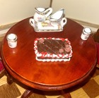 Vintage Dollhouse Dining Room Set Table Chairs Hutch China Accessories 1 12