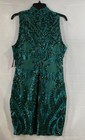 Nwt Ny c New York   Co Green Sequin Art Deco Mock Neck Cocktail Dress Sz M