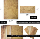 120 Pack Vintage Paper And Envelopes - 60 Sheets Of Antique Looking Papers   60 
