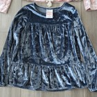 Jumping Beans Girls 6 Pink Blue Velvet Round Neck Ruffle Long Sleeve Top