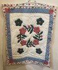 Vintage Handmade Appliqu   Quilted Floral Pillow Sham Case Cottage Set Of Two Vtg