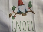 Christmas Gnoel Gnomes Hanging Kitchen Towel Pink  Snap  Stripes Dish Towel