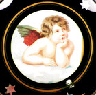 Victorian Flue Cover Cherub Angel Glass Foil Stars Reverse Painted A Beauty