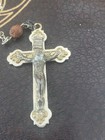 Antique Rosary With Antique  Wood Beads Ornate Metal Cross Roma Apostle Santiago