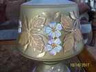 Enameled Floral And Gilt Gold Leaf Brass Tall Matching Vintage Table Lamps Moser