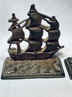 Vintage Bookends Cast Iron Pair Of Sailing Ship Sail Boat Nautical Decor