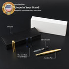 Fountain Pen  Medium Nib  Includes 8 Ink Cartridges  black   Blue    Ink Convert