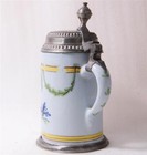 Antique Early Faience Beer Stein Walzenkrug Schrezheim Factory W garland C 1790s