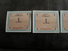 Three Consecutive Serial   1943  Italy 1 Lire Wwii   Uncirculated