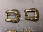 Brass Belt Buckle Loop And Tip Set Keeper  Western Hardware Metal - 2 Sets Nos