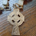 Vintage Catholic Rosary Irish Connemara Marble Cube Beads Celtic Cross