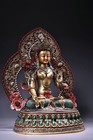 13 3  Old Tibet Copper Gilt Painting 7 Eyes White Tara Goddess Buddha Statue