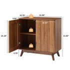 Walnut Sideboard Cabinet  Mid Century Farmhouse Fluted Credenza Sideboard Buf   