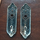 Pair Of Art Deco Key Hole Door Knob Covers Escutcheon-shabby Chic-copper Plated