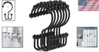 12 Pack Metal Shower Curtain Hooks Rings Double Glide Roller Set For Bathroom