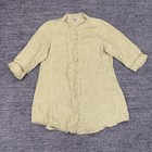 Flax Set Women Small Green Linen Wide Leg Crop Lagenlook Button Front Outfit