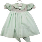 Infant Dress Girls Hand Smocked Pin Tucked Handmade Vtg Pan Collar Sht Sleeve