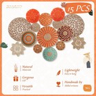 Anglechic 15 Pcs Boho Rattan Wall Baskets Hanging Decor  Orange Style