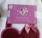 Set Of 2 White Kassafina Heart Hand Towels Nwt   Super Soft   Oeko Tex  