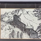 Signed Mckinney Pen   Ink Drawing 1997 Framed Mountain Barn Scene Art