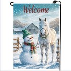 Winter Horse Snowman Garden Flags 12x18 Double Sided  Small Burlap Holiday 