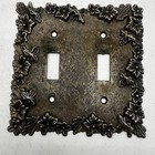Edmar 30 Ornate Outlet Plate Cover Fold Tone 1 Double And 1 Single Vintage