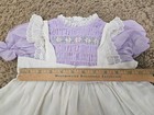Vintage 80s Ruffled Lavender   White Pinafore Dress Toddler Girls 3 Smocking 
