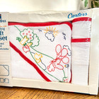 Carter s Baby Hooded Towel 2 Washcloths Primary Colors Cotton Knit Set New Vtg