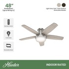 Hunter Fan 48 Inch Low Profile Brushed Nickel Ceiling Fan With Light And Remote