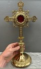   Ornate Reliquary For Your Relic  14 7 8  Ht    All Brass  cu171    Chalice Co 
