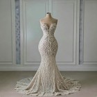 Crystal Pearls Appliques Mermaid Wedding Dress Sweetheart Luxury Bridal Gowns