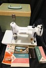 Singer Featherweight 221k White Sewing Machine W  Case  N mint  