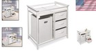 Durable Baby Changing Station With Foam Pad  Hamper   3 Drawers - Fresh White