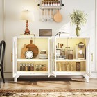 Modern Steel Sideboard Buffet Cabinet With Led Lights Luxury Glass Door Credenza