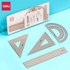 Aluminum Drafting Set 4 Pcs Ruler Set For Schooltriangular Protractor Stationery