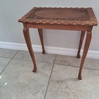 Vintage Handmade Carved Wooden Molded Pedestal Coffee Claw Foot Table