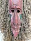 Rustic Primitive Tribal Wall Mask With Hair Vintage Finish 39   x 7   