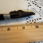 Wooden African Hand Carved Tribal Letter Opener Metal Rings Vintage Ebony Wood 
