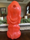 Vintage Blow Mold Hound Dog Coin Bank Red Plastic Piggy Bank Retro Mid Century