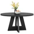 Roesler 47 In  Black Round Wood Pedestal Dining Table For 4 stylish   Functional