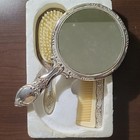 Victorian Repousse Silver Plaited Brush  Mirror   Comb Grooming Set