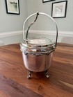 Vtg Mcm Silver On Copper Ice Bucket W lid Swing Handle Vacuum Insulated Sheridan
