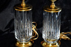 Vintage Waterford Carina Ireland Crystal Brass Table Lamp No Shade Pair