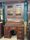 Antique Country Victorian Drop Front Desk Bookcase Top Walnut 1870 Eastlake