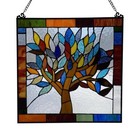 River Of Goods Window Panel Mystical World Tree Multi Stained Glass 18  X 18 