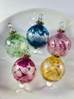 Set  Lot Of Five Egyptian Hand Blown Glass Christmas Ornaments Gold Decorative 