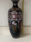 Asian Oriental Hand Painted Metal Vase Antique Finish Dragon Phoenix 16in