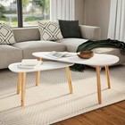 Coffee Table Set 2 Piece End Table W  Wood Legs Accent Side Table Living Room